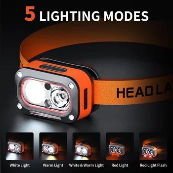 Motion Sensor Headlamp Lightweight LED Rechargeable Head Lamp Fishing Camping Head Flashlight Waterproof Forehead Head Light 1
