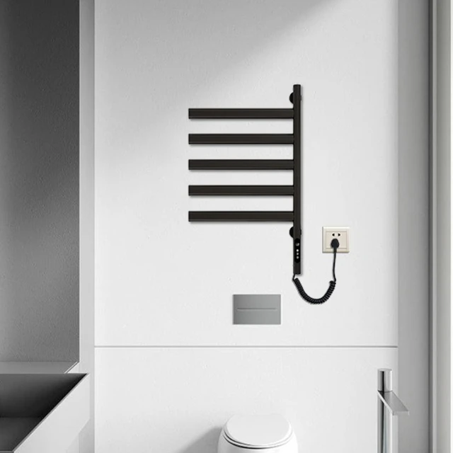 ราวแขวนผ้าเช็ดตัวไฟฟ้าแบบหมุนได้ สแตนเลส ราวแขวนผ้าเช็ดตัวอัจฉริยะแบบไฟฟ้าติดผนัง ราวแขวนผ้าเช็ดตัวแบบทำความร้อนสำหรับห้องน้ำ 1