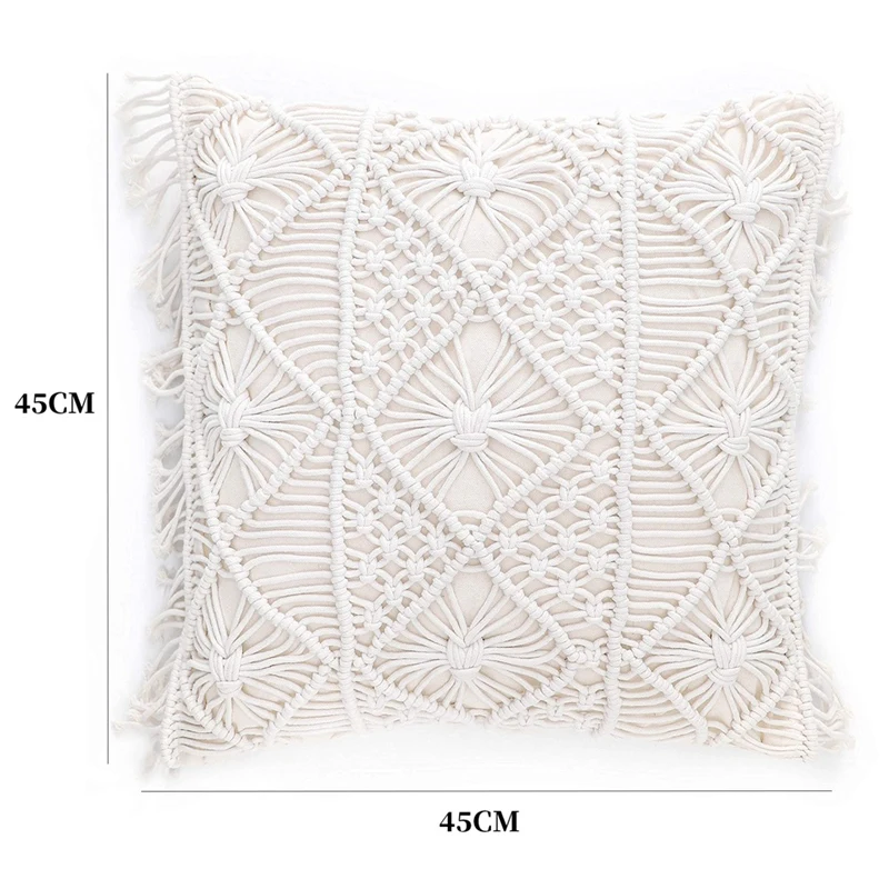 1 Set Of Boho Cushion Cover Pillow Cover Decor Lace Pillowcase Cotton Decorative Fringe