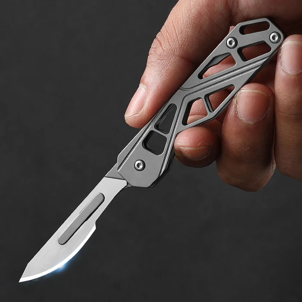 

Multistyle Stainless Steel Replacement Blade Folding Knife EDC Scalpel Portable Pocket Knife Outdoors Survival Tool Send 10Blade