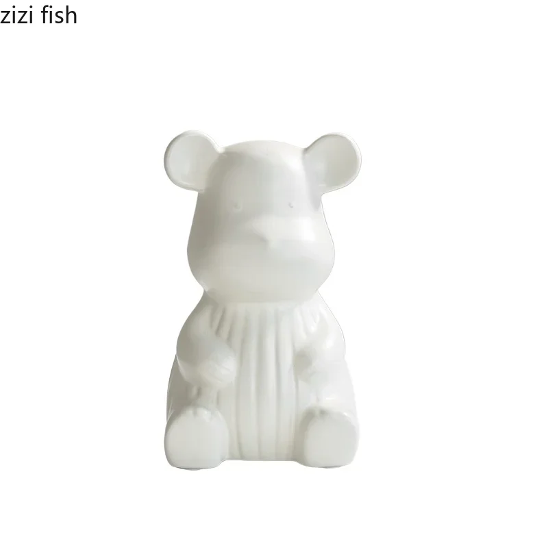 Creative Bear Ceramic Vase Dining Table Ornament Flower Arrangement Utensils Hydroponic Vase Living Room Aesthetic Decoration 6
