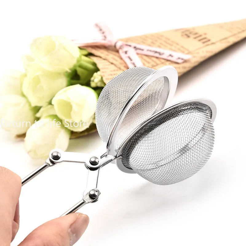 Stainless Steel Tea Infuser Sphere Filter Ball Teaspoon Squeeze Strainer