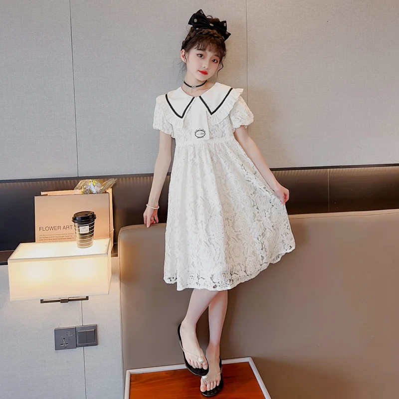 

Kids Dresses for Girls Teenager Charming Dress Sailor Collar Kids Wedding Party Children's Clothing for 5-16 Years