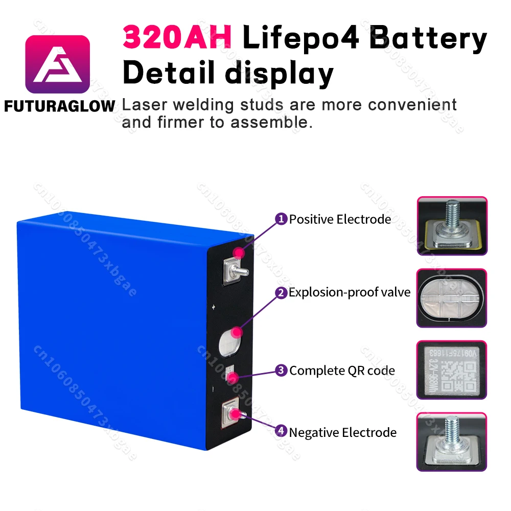 Lifepo4 320Ah 3.2V Battery 8000+ Cycles Rechargeable Lithium-ion Battery DIY 12V 24V 48V For RV EV Yacht Vans Golf Cart US STOCK 3