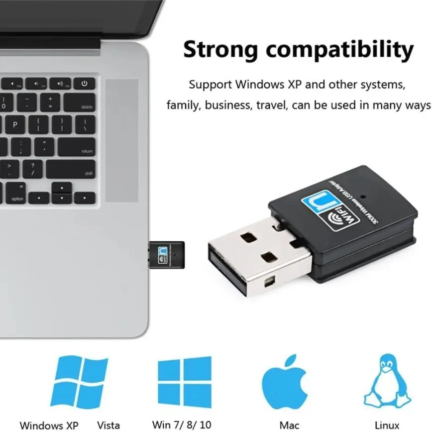 300Mbps 무선 USB 와이파이 어댑터 USB 2.0 802.11N 와이파이 수신기 동글 2.4G 무선 네트워크 카드 데스크탑 노트북 윈도우용