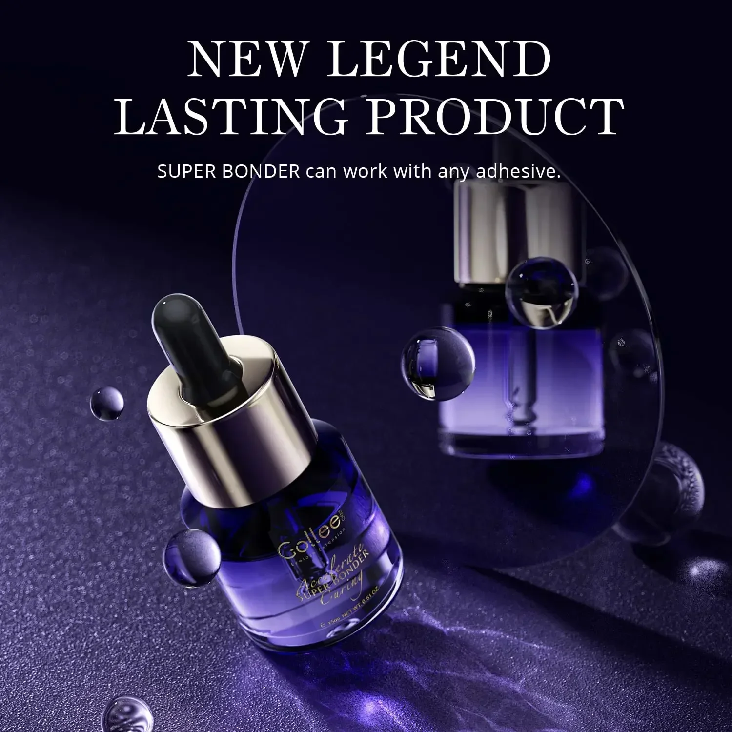 Gollee Eyelash Extensions 15ml Eyelash Cleansing Primer Super Bonding 0.5s Lash Extension Glue Professional Eyelash Adhesive 6
