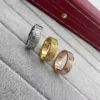 Rose Gold Screw Design Ring Couple's Ring CNC Engraving 18KLOVE Series Men's Women's Ring Geometric Style Fresh Sweet Style