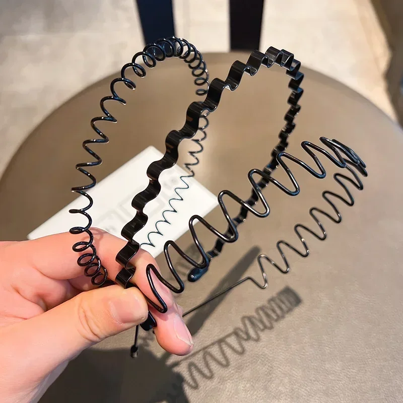 

1/2/3pcs Mens Metal Wave Invisible Headband Women Unisex Black Hair Head Hoop Band 5mm Sport Hairband Hair Styling Accessories