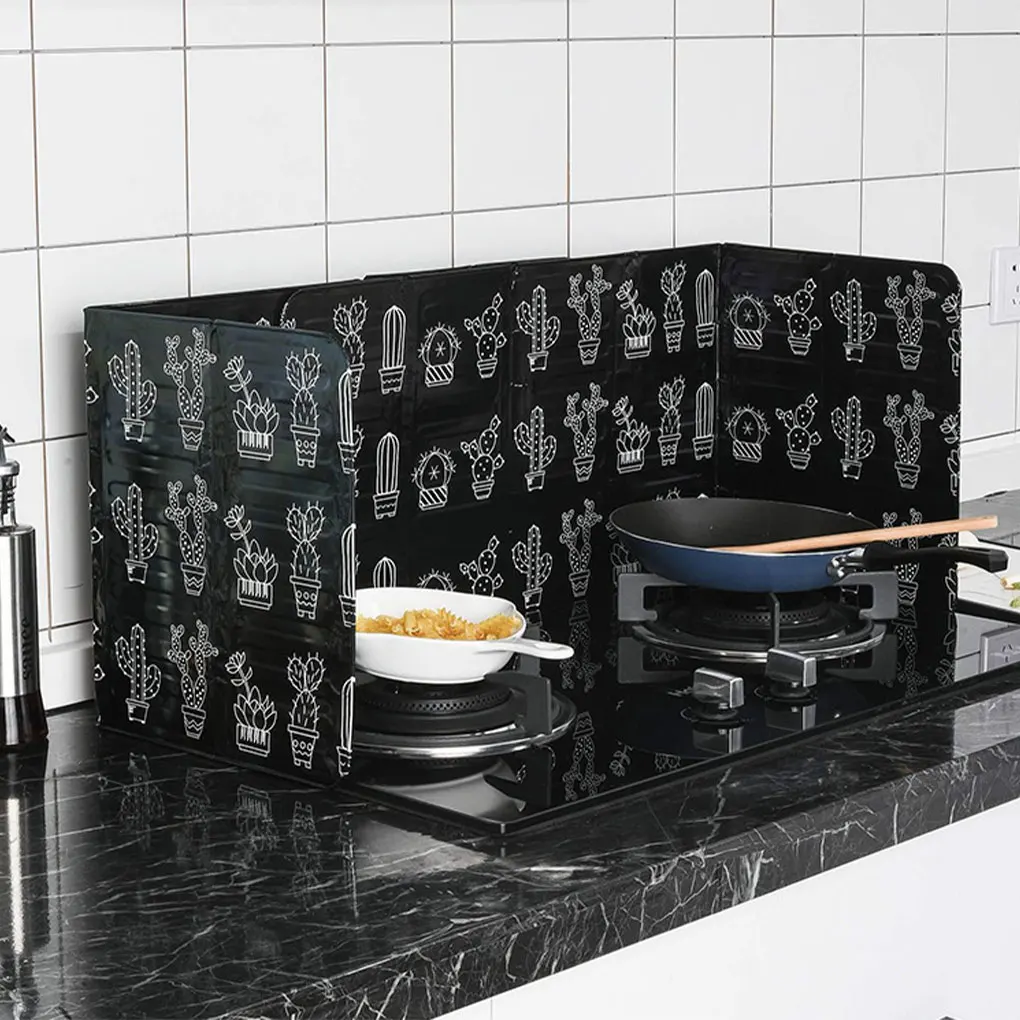 Foldable Non-stick Kitchen Gas Stove Baffle Plate Board 3 Sided Anti Splatter Guard For Stove