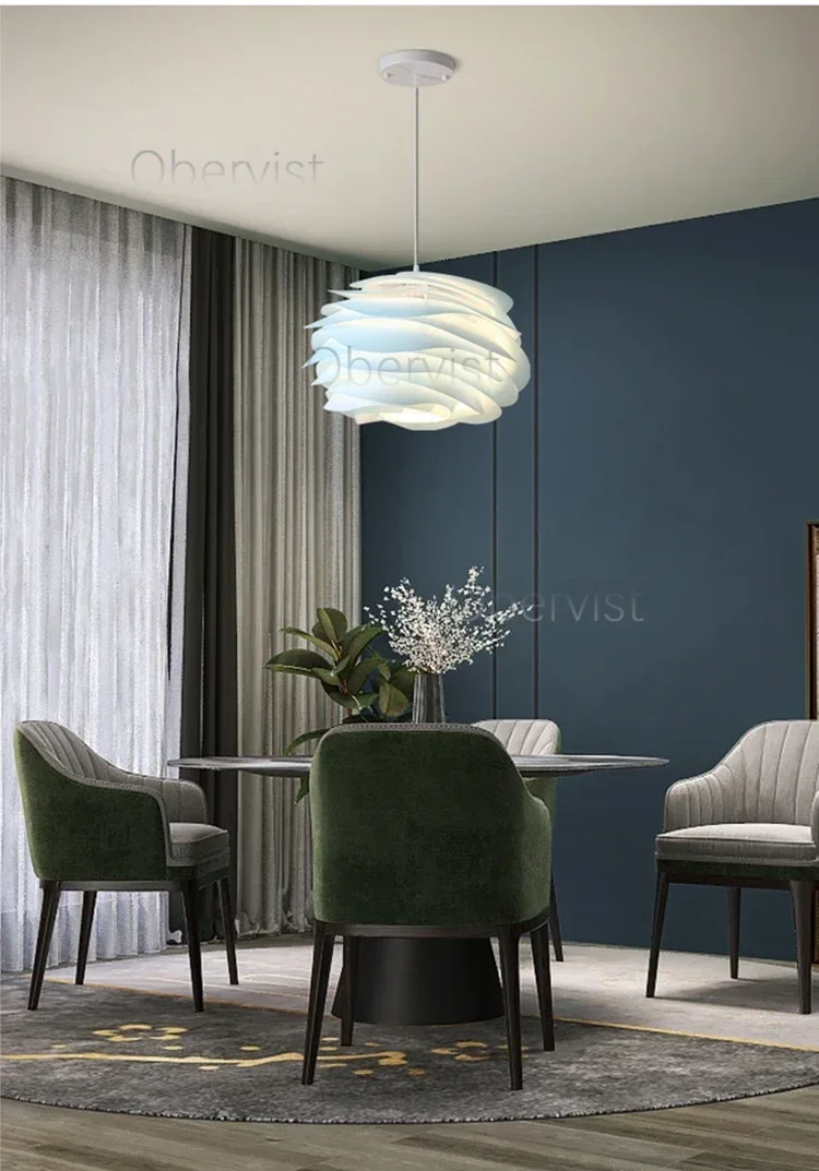 Danish Designer White Rose Pendant Lighting for Kitchen Island Bedroom Romantic Restaurant Acrylic Petal Chandelier Decor Lamps