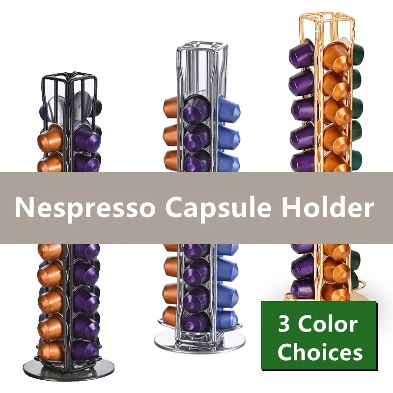Gold Coffee Capsule Holder Coffee 42 Nespresso Capsules Dispenser Storage Soporte  Capsulas Pod Caffee Pods Organizer Stand - AliExpress
