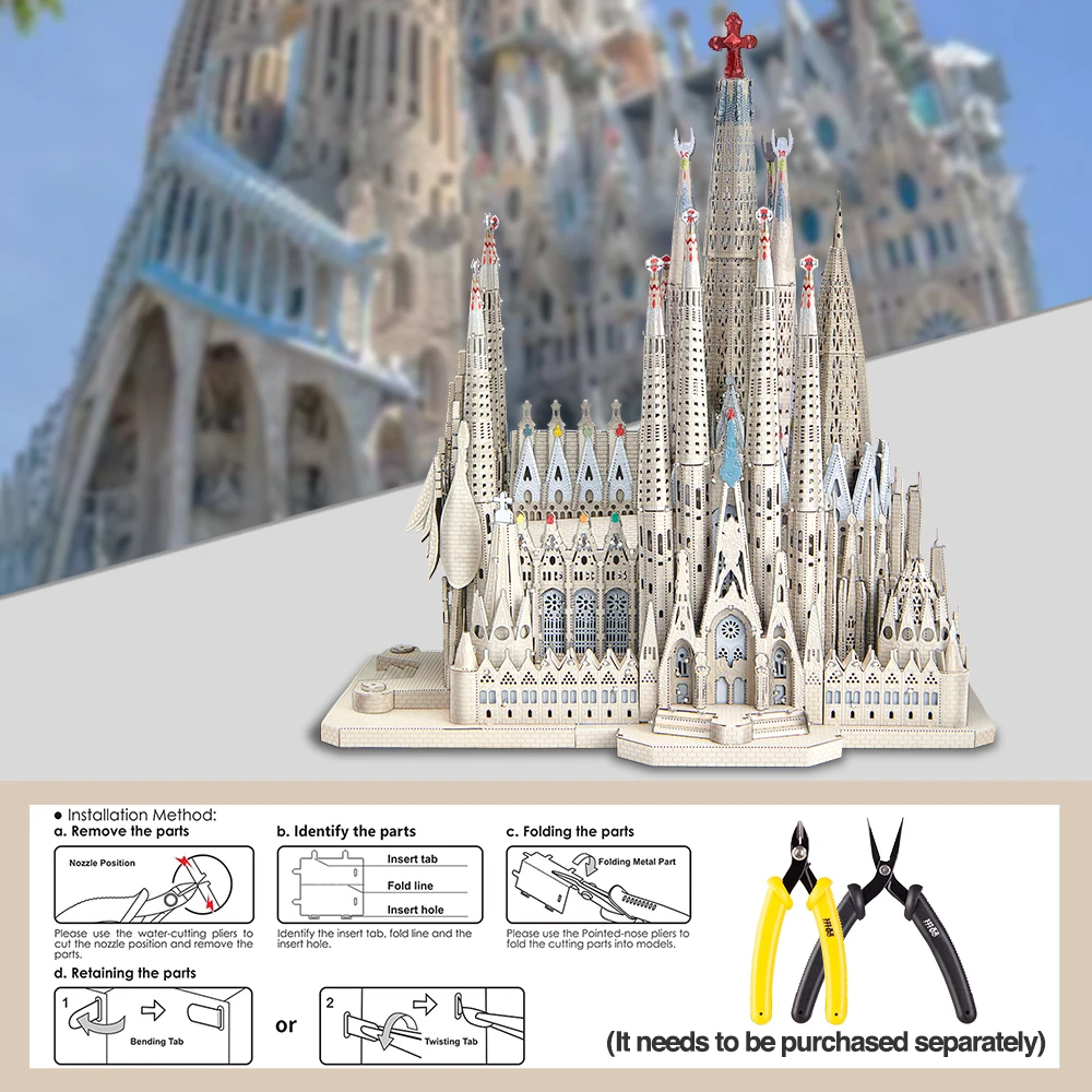 Piececool 3D Metal Puzzles La Sagrada Família Model Building Kits Jigsaw Toy DIY Set for Adult Collection Building Blocks 4