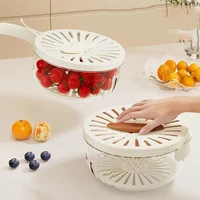 New Draining Basket With Lid 2 In 1 Multi-function Drain Basket Berry Keeper Container Colanders Portable Storage Container 1
