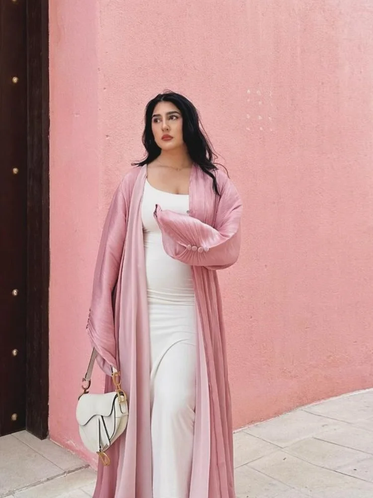 Cardigã Abaya Dubai Muçulmano - Vestido Chiffon Camadas Meninas