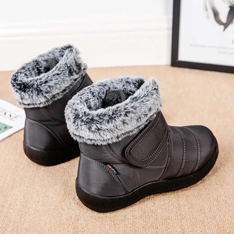 Womens Waterproof Boots Made Of Looped Rabbit Fur