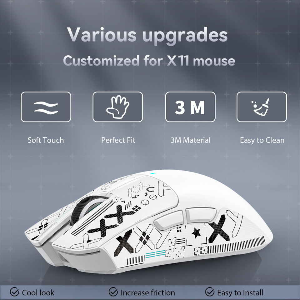 Mouse Stickers ATTCK SHARK R1 ATTACK SHARK Gaming Mouse Universal Anti-slip Mouse Stickers Black and White