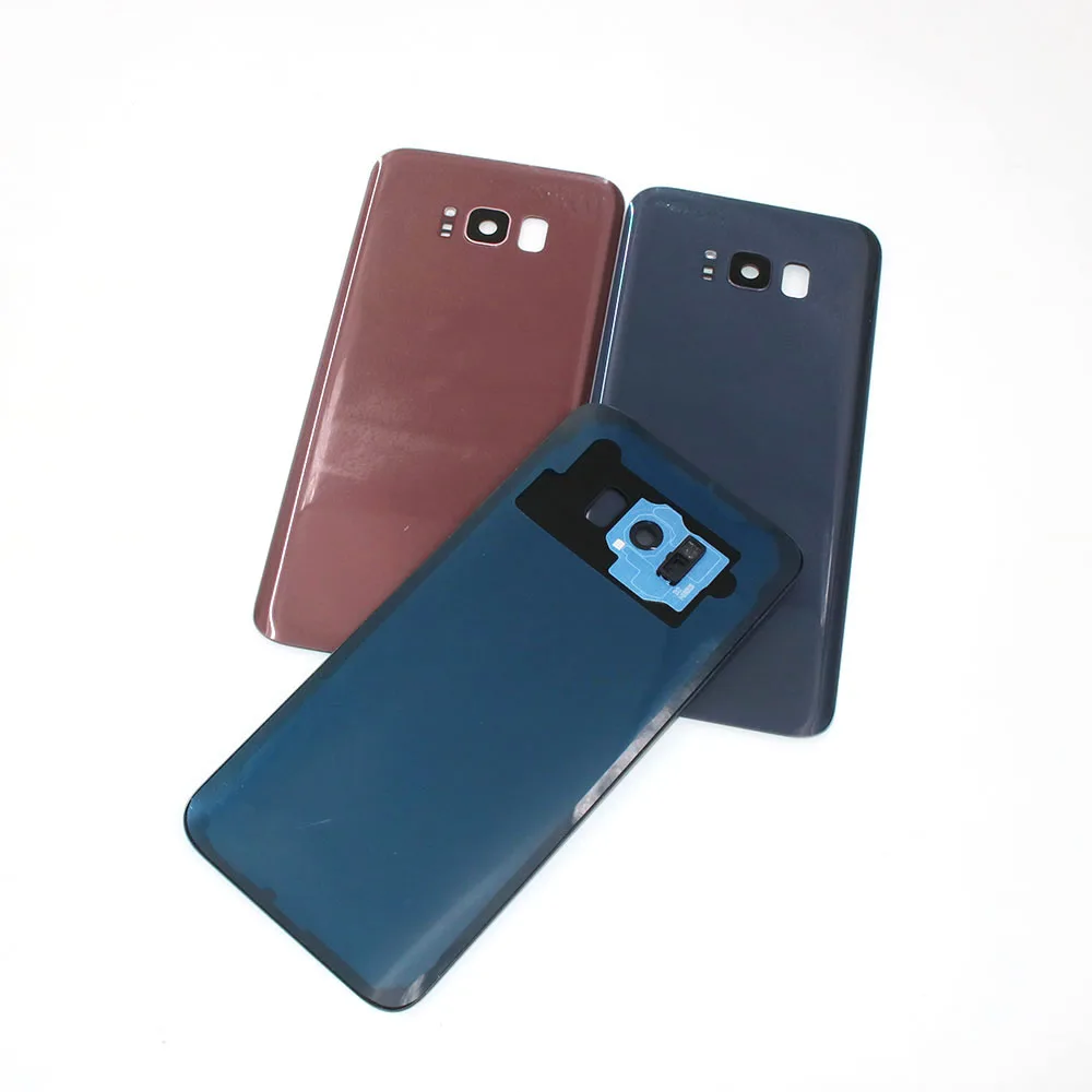 삼성 갤럭시 S8 G950/S8+ 플러스 G955F용 후면 유리 배터리 커버 후면 도어 하우징 패널 수리(카메라 렌즈 프레임 + 로고 포함)