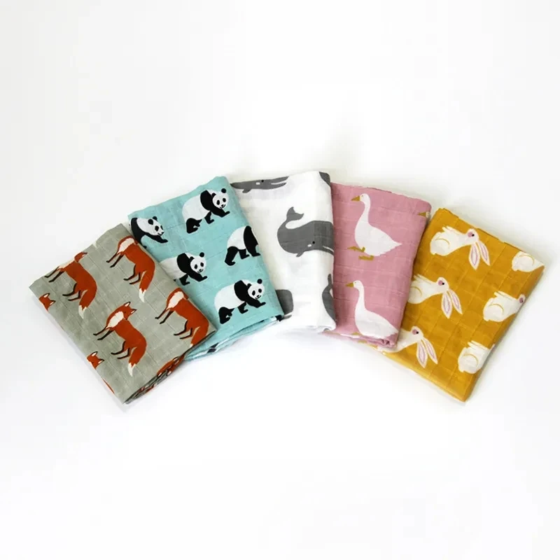 Newborn Blankets Bamboo Bath Towel Baby Swaddle Kids Muslin Organic Cotton Fabric Super Soft Burp Cloth Monthly Wrap 60*60 CM 4