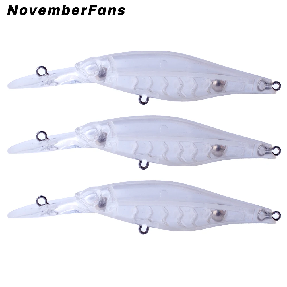 

NovemberFans 10pcs/lot Unpainted Rattle Jerkbait Minnow Fishing Lures 10.5cm 8g Blank Wobbler Lure DIY Fishing Tackle