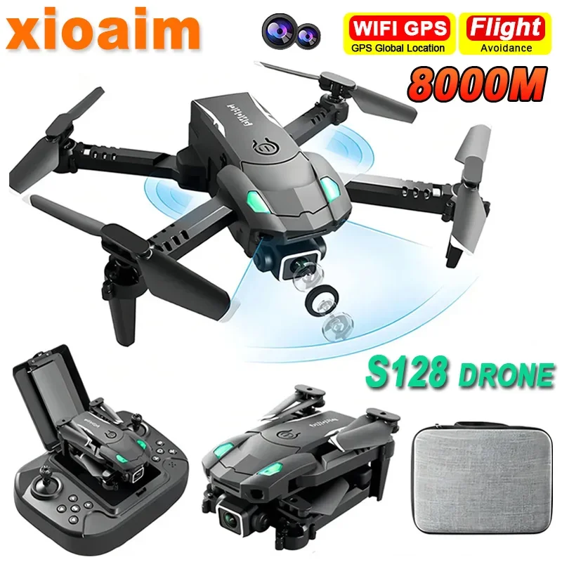 Для дрона Xiaomi Mini S128 Pro 4K HD камера GPS Wifi FPV трехсторонний обход препятствий Профессиональный складной Радиоуправляемый квадрокоптер игрушки