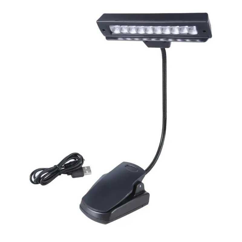 31BA 휴대용 10 LED 클립 조명, 독서, 여행 등을 위해 작동되는 USB 또는 AA 배터리