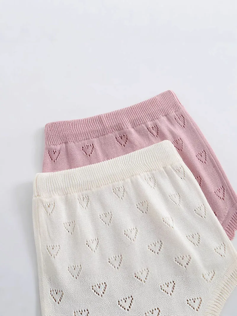 MILANCEL 여름  옷 세트 3-24M 니트 속이 빈 소녀용 홀터 탑 + 블루머 통기성  복장 2PCS