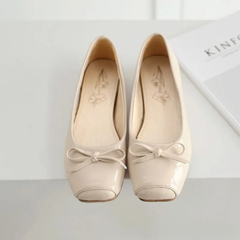 Spring and Summer New High-quality Square Head Bow Ballet Flat Shoes Fashionable Elegant Comfortable Casual Ladies Flat Shoes