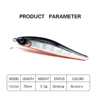 ZipBaits Rigge 70s Sinking Minnow Fishing Lures Artificial Bait 3D Natural Eye Wobbler Hard Bait Fishing Tackle Rival 70S Minnow 2