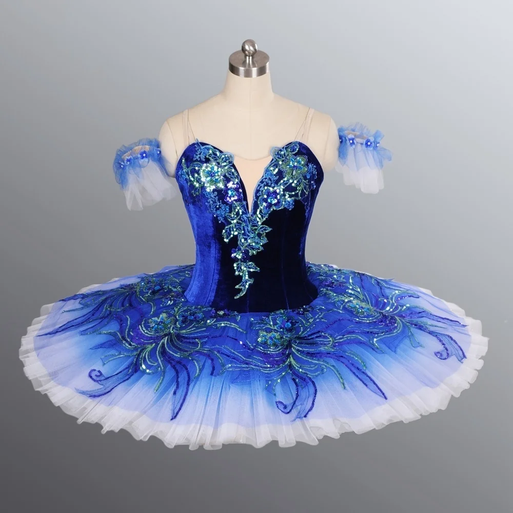 New Girl'S Blue Bird Variation Ballet Dance Dress Children'S Little Swan Tutu Gonna Bretella Fluffy Garze Dress Performance