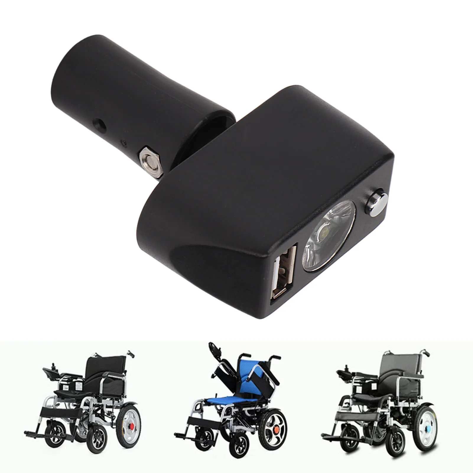 1pcs Electric Wheelchair Light 3 Pin XLR Head USB Charging Adjustable Angle LED Power Wheelchair Lighting Controller Accessories wheelchair lighting accessories