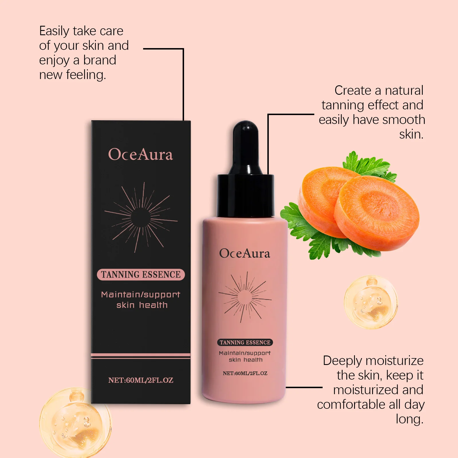 Self Tanning Drops Instant Tan Enhancer Color Correcting Water-Resistant Body Moisture Natural-Looking Tanning Accelerator Gel