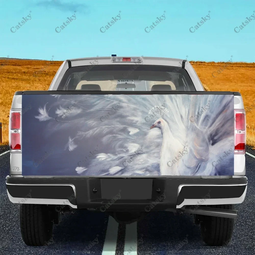 

Custom Animal White Peacock Car Tail Trunk Protect Vinly Wrap Sticker Decal Car Hood Decoration Sticker for SUV Off-road Pickup