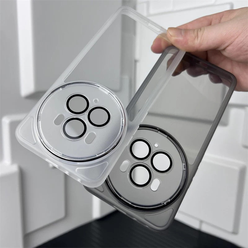 Luxury Soft Clear Silicone-Acrylic Phone Case with Glass Lens Protector