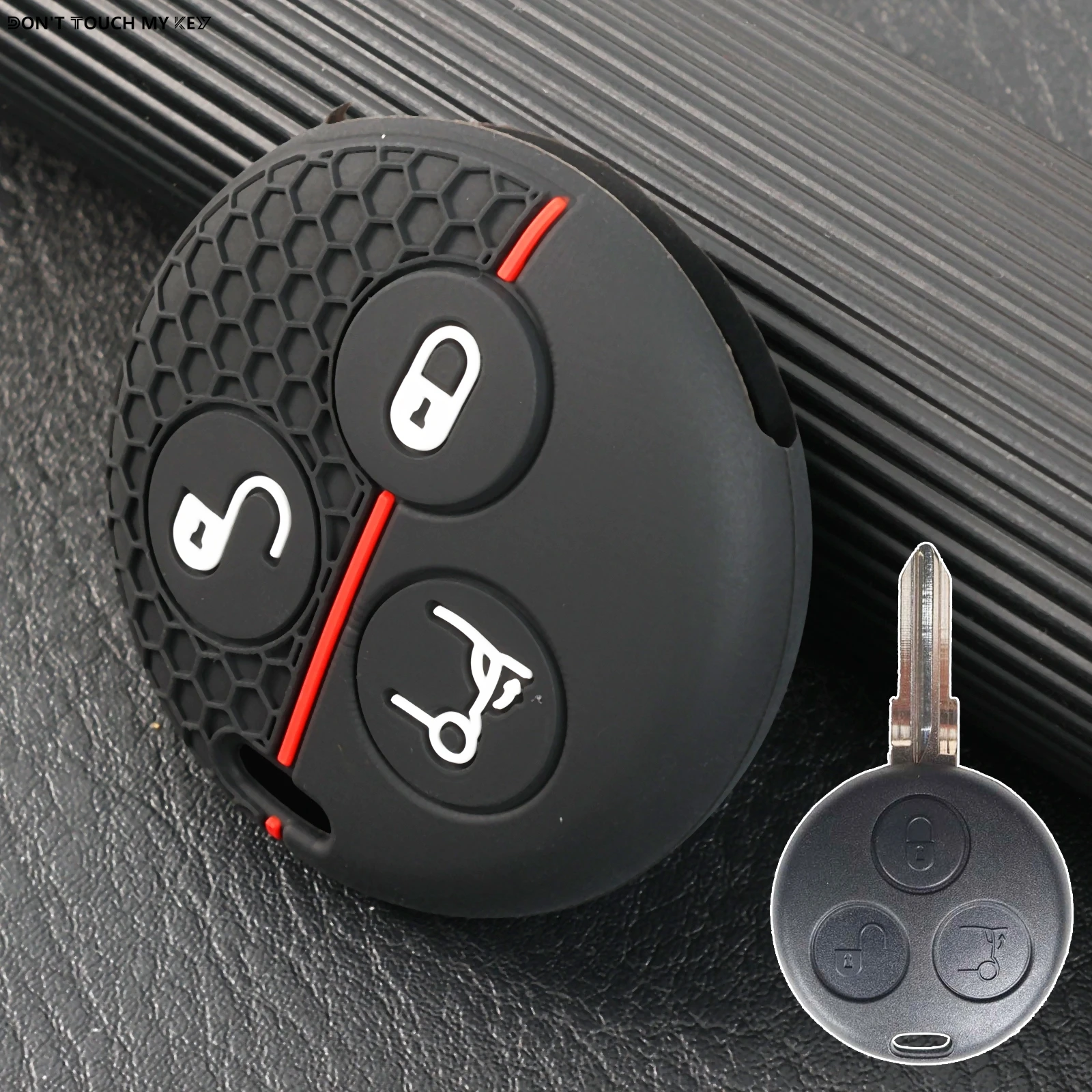 3 Button Remote Key Fob Ring Chain Case Cover Holder Shell Silicone For Benz Smart K Roadster City Forfour Fortwo 2006 2005 2004
