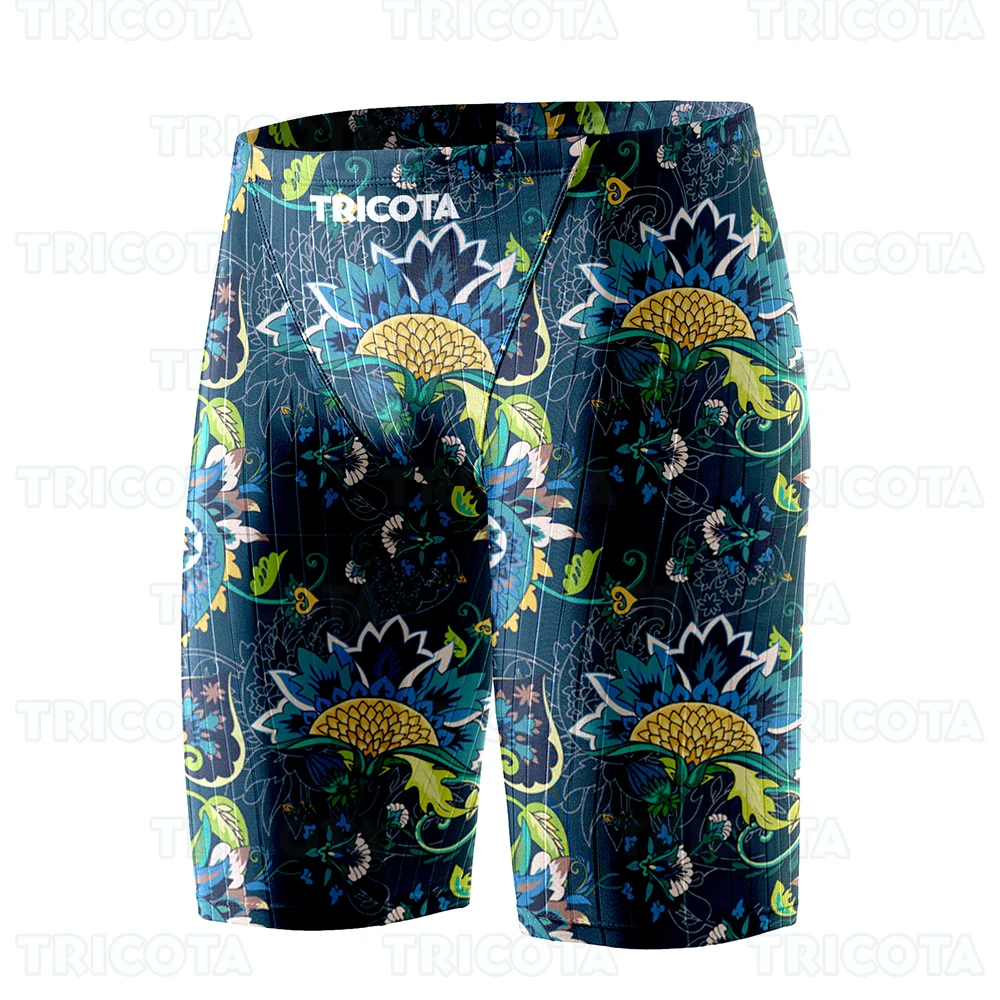 Summer Men Jammer Swimming Trunks Endurance Athletic Training Swim Shorts Outdoor Beach Quick Dry Tight Jammers Surfing Trunks