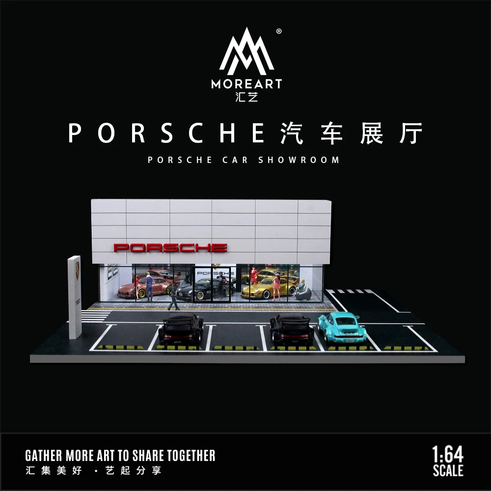 Timemmicro + Moreart 1:64 Porsche Showroom Lighting Scene - Spot Goods E Consegna Immediata