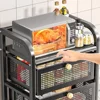 Kitchen Shelf With Drawer Multifunctional Storage Rack Fruits Vegetables Storage Cart Organizer With Wheels Bar Carts Cabinets 5