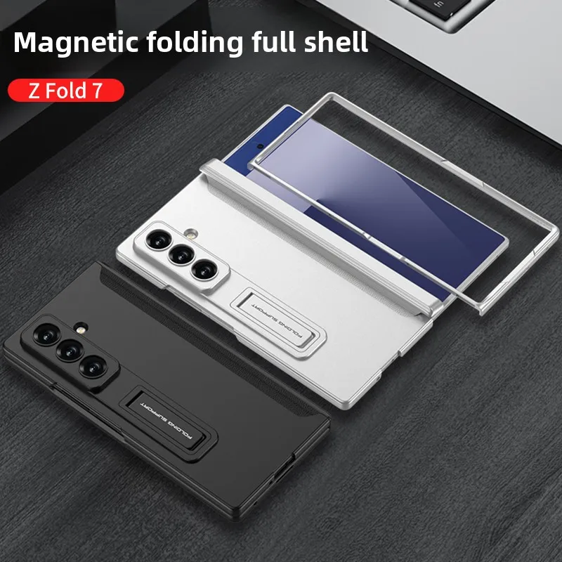 Phone Case For Samsung Galaxy Z Fold 7 6 5 4 3 2 Magnetic Adsorption Hinge Protection Kickstand Hard Plastic Magnet