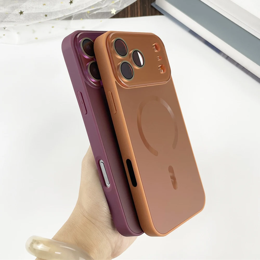 Luxury Laser Matte Glass Phone Case with Full Lens Protection and MagSafe Compatibility