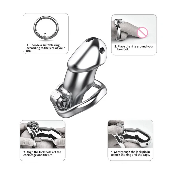 Male metal heavy penis lock Bird Chastity cage Dia 45 50 55mm 3 cock rings as