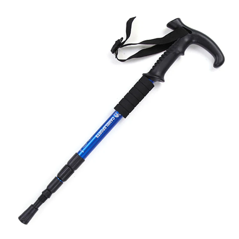 4-Section Outdoor Walking Stick Portable Telescopic Trekking Pole Anti Skid Aluminium Alloy Cane Elderly Camping Climbing Stick 2