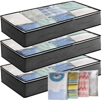 Underbed Storage Bag 90L Large Under Bed Storage Box with Zipper Bags Organizer for Clothes Duvets Blanket Quilt Non-woven 1