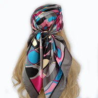 new 90*90cm fashion Silk Scarf Scarftop Headwraps Women Vintage Four Seasons Hair Scarve Hijab Foulard Bandana Femme Headscarf 5