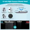 Hibbent Rain Shower Head, 13'' High Pressure Rainfall Square 5 Spray Mode Showerhead with 16" Shower Head Extension Arm 3