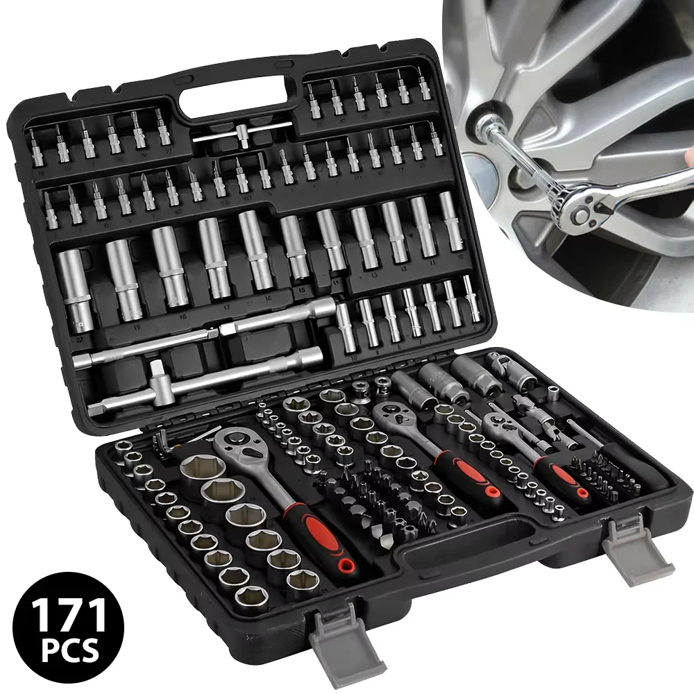 171 stücke Steckschlüssel Set 1/4 3/8 1/2 Ratsche Spanner Schraubendreher-bits Hand Werkzeug Auto Reparatur Werkzeug Ratsche Schraubenschlüssel