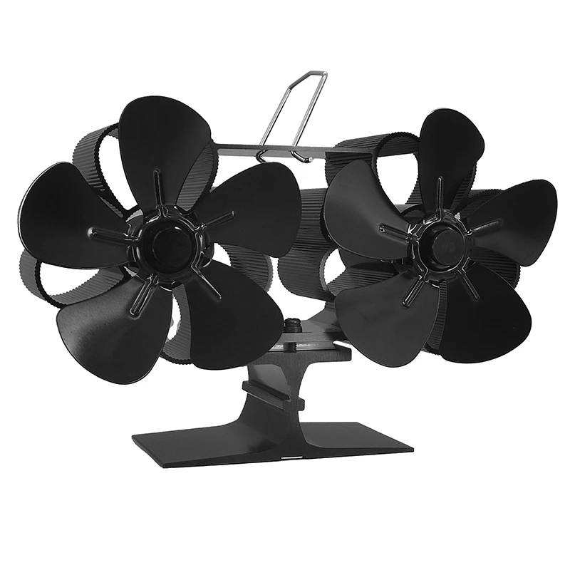 Heat Powered Fireplace Fan Double Head with Double Motors Log