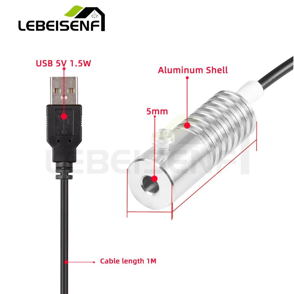 Fiber Optic Lamp 5V USB LED Light Source 1.5W 8 Colors Mini Illuminator Aluminum LED Emitter for Side Glow Fiber Optic Lamp Car/Home Light Holder