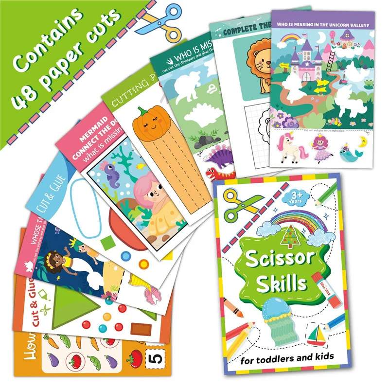 Paper Children's Paper-cut Book Montessori Arts and Crafts Cutting Activity Book Educational Art Learning