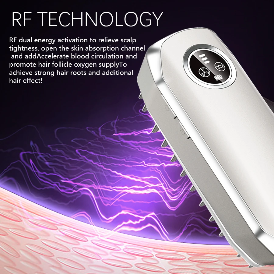Lézeres hajnövesztő fésű Elektromos hajnövesztő fésű Vörös fényű kezelés Fejmasszírozó hajkefe RestoreTherapy hajhullás elleni eszköz_voghion.com
