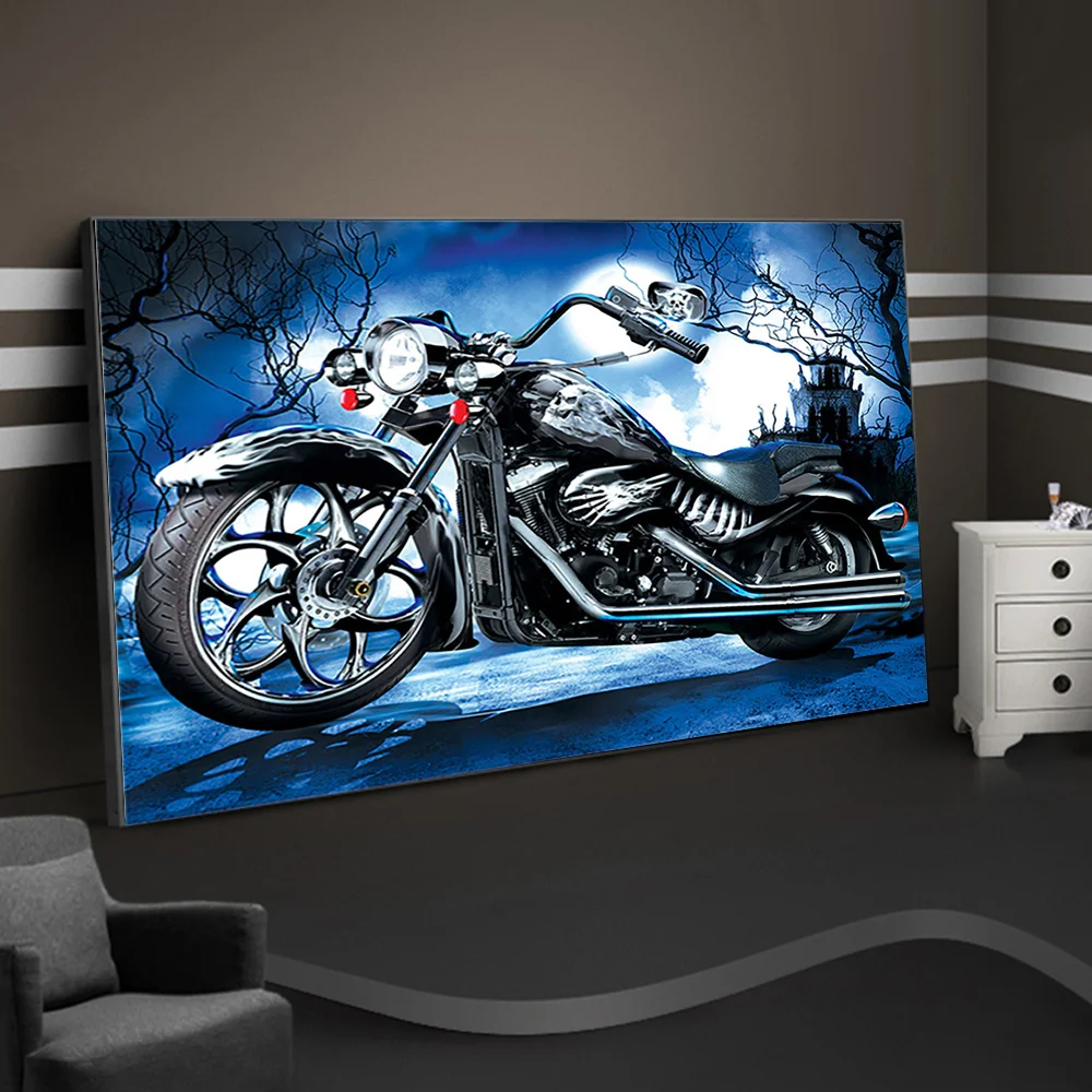 Men On Motorcycle By Lake Diamond Painting 